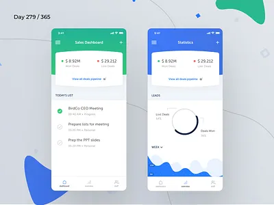 Sales CRM Analytics Dashboard App | Day 279/365 - Project365 analytics daily ui dashboard dashboard saturday design challenge ios minimal mobile app mobile dashboard project365 sales sales crm mobile sales dashboard sales mobile app dashboard sketch