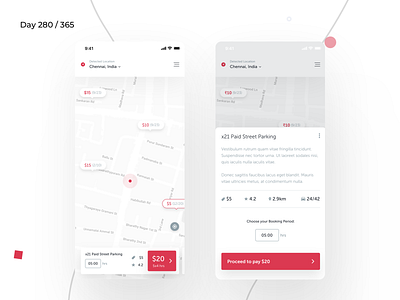 Car Parking Finder App | Day 280/365 - Project365 car parking app car parking lot daily ui design challenge ios minimal mobile app parking assistance app project365 sketch super sunday