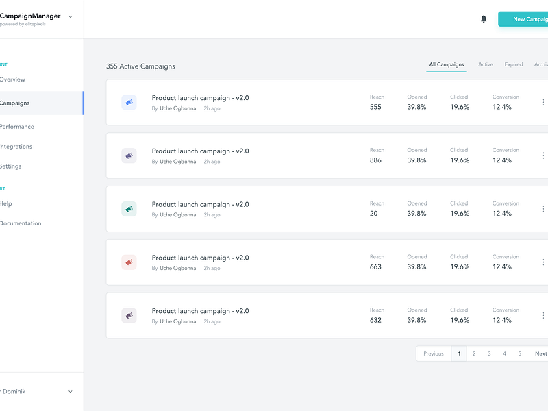 E-mail Campaigns Manager Dashboard | Day 288/365 - Project365 by ...
