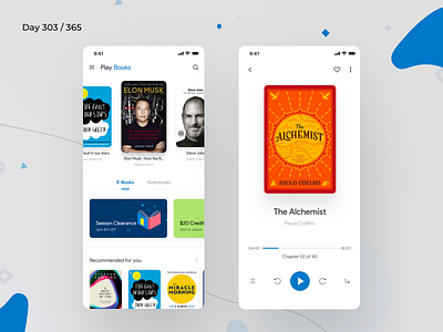 Google Play Books App Redesign | Day 303/365 - Project365 android pie design audio books books app books mobile challenge daily ui design challenge google play google play books google play music ios material 2.0 material 2018 minimal mobile app mobile app redesign project365 redesign concept redesign tuesday sketch