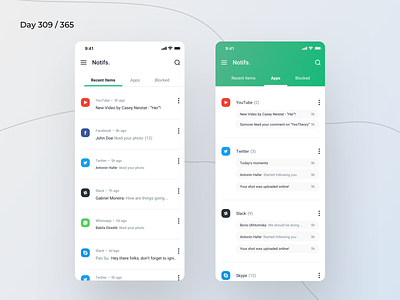 Notifications Saver App Concept | Day 309/365 - Project365 app log daily ui design challenge ios ios11 ios12 minimal minimal monday mobile app mobile app notification log notification saver notifications log past notifications project365