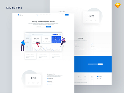 SaaS Product - Landing Page Freebie | Day 313/365 - Project365 bold challenge daily ui design challenge freebie freebie friday homepage illustration landing page minimal website montserrat product page project365 saas saas homepage saas landing page sketch sketch freebie software website ui kit