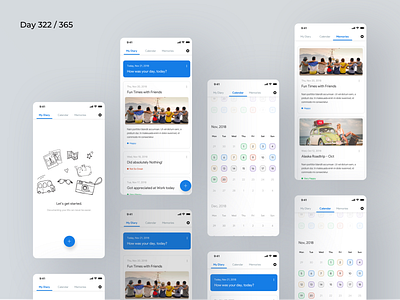 Daily Mood Diary App Concept | Day 322/365 - Project365 calendar view daily diary daily diary journal app daily mood daily ui diary ios memories app minimal mobile app mobile calendar ui mood app moodswings personal diary personal journal project365 sketch super sunday super sunday