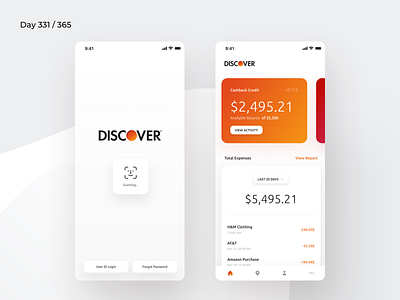 Discover Mobile App Redesign Concept | Day 331/365 - Project365 banking app challenge credit card app credit expenses daily ui design challenge discover credit discover credit card mobile app discover ios app expenses ios minimal mobile app mobile app redesign project365 redesign concept redesign tuesday sketch