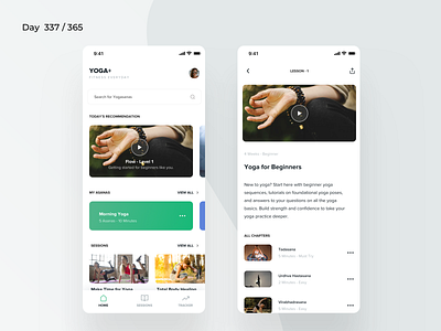 Yoga - Learning App Concept | Day 337/365 - Project365 asana daily ui design challenge fitness fitness app ios learn yoga minimal minimal monday mobile app mobile app project365 yoga yoga courses app yoga teaching yogasanas