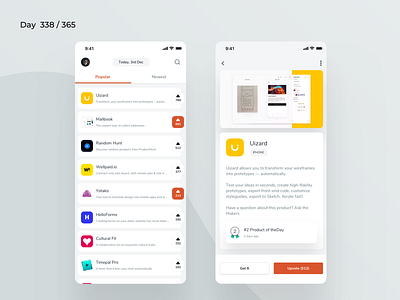 ProductHunt Mobile App Redesign | Day 338/365 - Project365 apps challenge daily ui design challenge ios minimal mobile app mobile app redesign mobile producthunt product hunt app producthunt project365 redesign concept redesign tuesday sketch