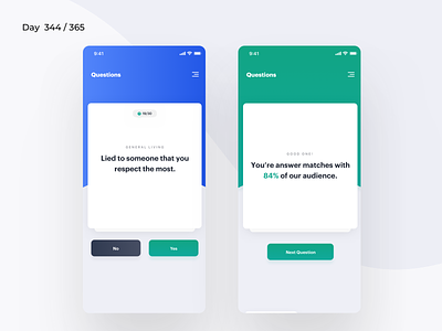 Yes Or No - App Concept | Day 344/365 - Project365 daily ui design challenge ios minimal minimal monday mobile app mobile app project365 questions questions and answers app