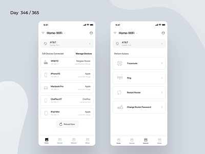 Wifi Router - Management App | Day 346/365 - Project365 app design daily ui design challenge ios ios photo minimal mobile app mobile ux mobile wireframe project365 ux wireframe wireframe wednesday wireframing