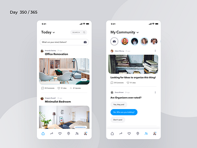 Interior Design Social App | Day 350/365 - Project365 boards closed community communities community daily ui designers interior interior design interior designer ios minimal mobile app niche pinterest boards project365 sketch social social media super sunday super sunday