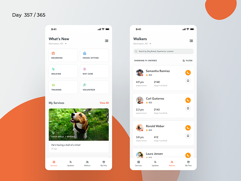 Dog Sitters App Concept Day 357/365 Project365 by Kishore on Dribbble