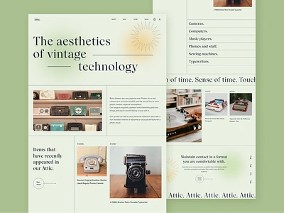 Attic | Vintage shop website antiques brutal brutalism brutalist design camera interface main page modern modernism retro shop typewriter typography ui ux vintage web website