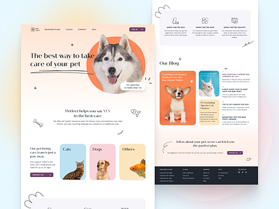 Pet insurance care cat cute dog gradient hand drawn insurance main page pet pet insurance pets ui ui ux website