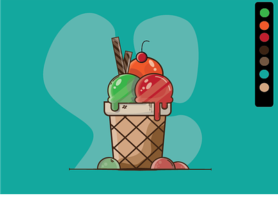 ice creame design illustration ui ux vector