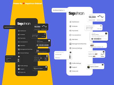 Dashboard Menu ui - Light and Dark MooD dark dark mood dashbaord design figma light light mood maneu bar menu sepehran side bar ui ux vector