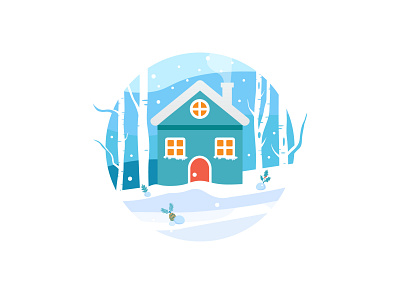 Winter House adobe illustrator cozy cute design flat forest house house illustration illustration vector vector illustration warm winter