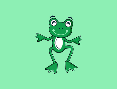 Frog Illustration adobe illustrator animal cute design flat frog green happy happy hour illustration logo vector vector illustration white