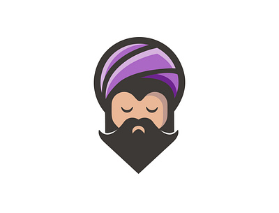 Guru Illustration adobe illustrator beard bearded man cute design flat guru illustration logo purple shadow stroke turban vector vector illustration