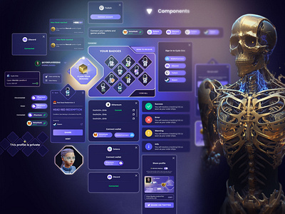 Gyde One. Skeleton of components 3d ai blockchain branding compo components crypto ui