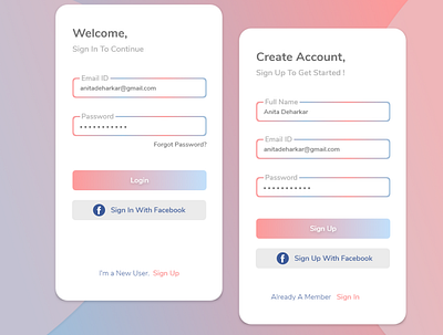 Login Sign Up Screen design ui