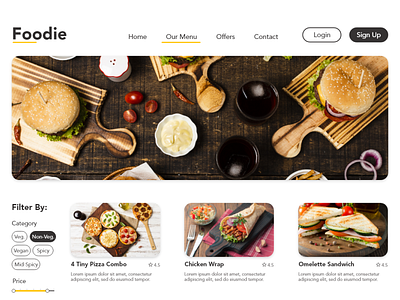 Foodie app burger fastfood food foodie hunger pizza ui website