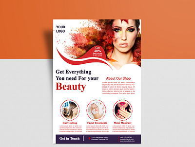 Beauty Flyer design a4 advert advertisement beauty beauty salon care celebrity chic clean cosmetic elegant eyelashes facial female feminine body flower flowers flyer hair cutting lady