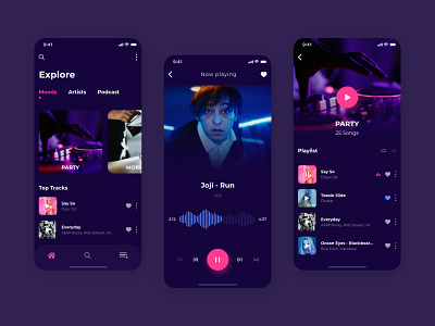Music app concept app design fun ios ios app design minimal mobile music music app music art music player musician pink ui velvet