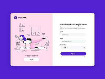 Daily UI 001. Sign up page for yoga classes dailyui fun minimal page sign in sign up signup web yoga