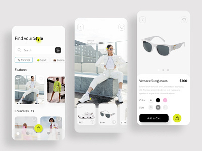 Clothing e-commerce app app design ecommerce fashion look lookbook minimal mobile model product shop style trend trendy ui white