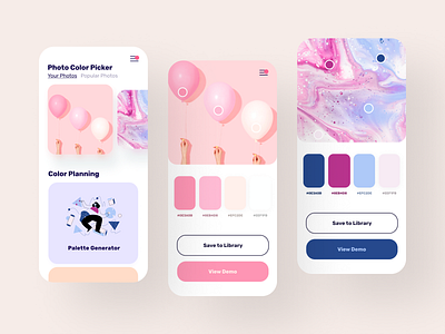 Color Palette Manager | Find, create, and view color palettes app color color picker colorful colors colour daily ui design flat fun ilustration manager minimal mobile palette palette generator palettes photo pink ui