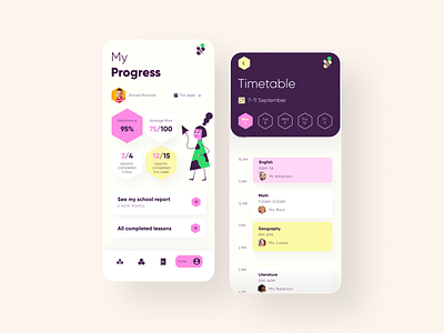 Education app for kids 📚⁠⠀ app color colors daily ui dailyui design education geometry kids lessons minimal mobile mobile app design mobile design mobile ui progressbar school school app timetable ui