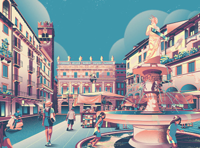 Verona, city header image for Culture Trip digital illustration digital painting editorial illustration illustration photoshop illustration travel illustration woman illustrator
