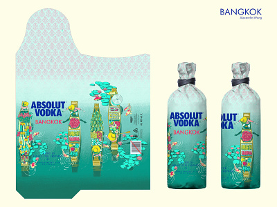 Bangkok For Absolut brand illustration branding digital illustration digital painting illustration package design photoshop illustration