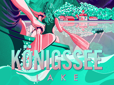 Lake Koenigssee digital illustration digital painting editorial illustration illustration photoshop illustration poster art