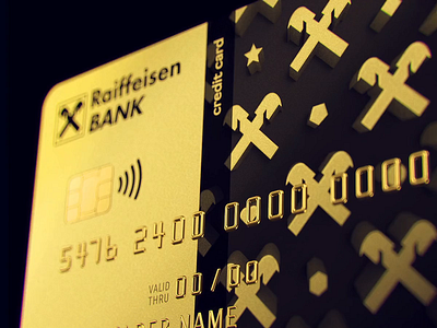 Raiffeisenbank card design 3d animation bank branding credit card design graphic pattern product design typogaphy
