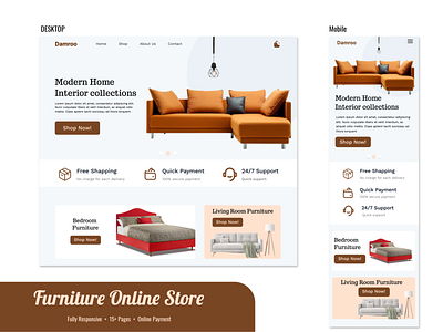 Responsive Website - Furniture Shop furniture online shop responsive website ui design website website design wooden shop