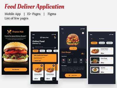 Fryzza Hut Food delivery application free template mobile app ui design