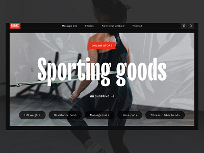 Sport Dominator E-commerce accent button e commerce fitness header icons menu red search shop shopping cart sport sporting goods tabs texture typography ui ux webdesign workout