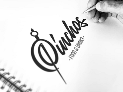 Pinchos branding calligraphy custom design food graphic design hand lettering illustrator lettering letters logo design restaurant script tapas typography vector