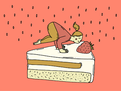 Yoga Cake bakery berry cake cake shop confectionery drawing illustration illustration art romanaruban seredaveganpoint strawberry vegan yoga