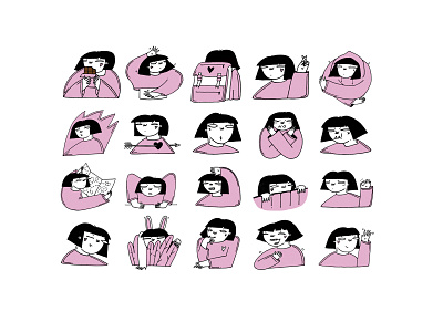 ARMANA armana character drawing girl illustration illustration art pink romanaruban sticker stickers
