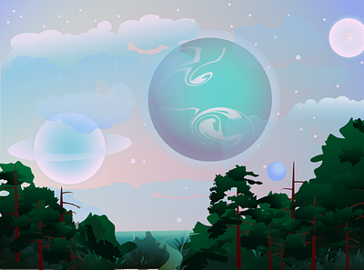 The fanciest planet adobeillustator art illustration illustrator nature night planet sky space vector