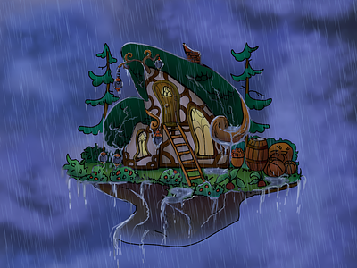 Witch's house art artwork graphic design house illustration rain