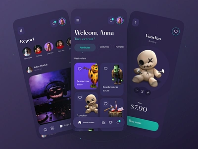 Tricks or treat? Halloween App 3d 3d art app app design cards concept ecommerce flat halloween homescreen instagram instagram post interface ios minimal store stores tabbar ui ux