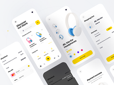 Electronics Store App android app design boro catalog category clean app concept design ecommerce flat home interface ios material minimal payment process store success ui ux