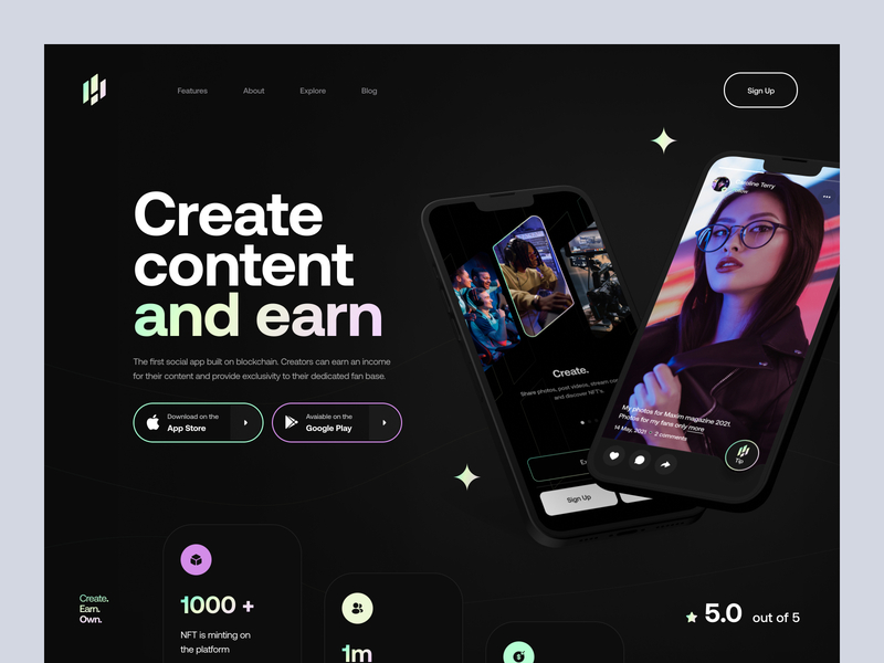 Hyprr Landing Page black boro concept crypto design interface landing page product social app startup ui ux website