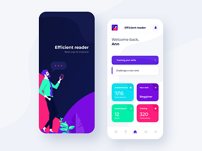 Efficient reader App Design app app design boro concept flat illustration interface ios knowledge learning lesson minimal reader speed reading student task ui uiux ux