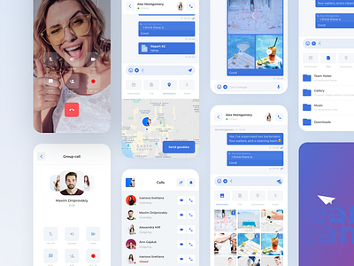 UI design for a Chat App app app design call chat concept files flat icons interface ios messanger minimal mobile photo team telegram ui ux video visual design