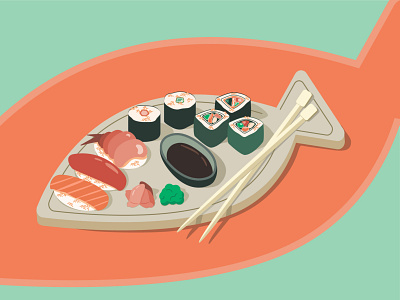 Sushi set fish illustration japan japanese japaneseillustration snack sushi sushi set