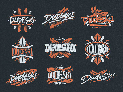 A few logo options for DudeSki badge hand drawn logo logobadge ski surf surflogo