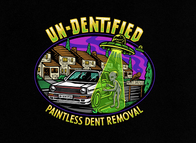 Un-Dentified PDR automotive badge badge logo branding graphiclogo illustration logo logodesign paintlessdentremoval pdr pictoriallogo ufo